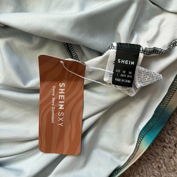 SHEIN SXY Summer Tie-Dye Print Butterfly Sexy Halter Bodycon Dress NWT Large - Picture 7 of 10